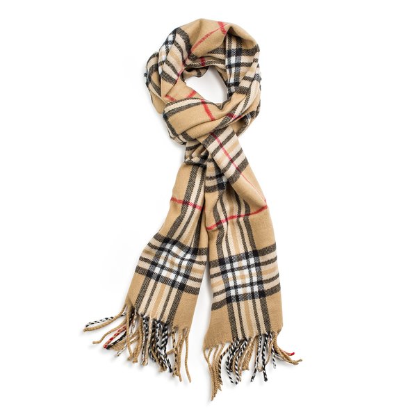 VERONZ Super Soft Luxurious Classic Cashmere Feel Winter Scarf (Camel Plaid)