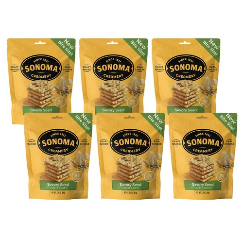 Sonoma Creamery - Cheese Crisps, Savory Seed,2.25 Ounce (Pack of 6) | Savory Snack | High Protein | Low Carb | Gluten Free |Keto-Friendly