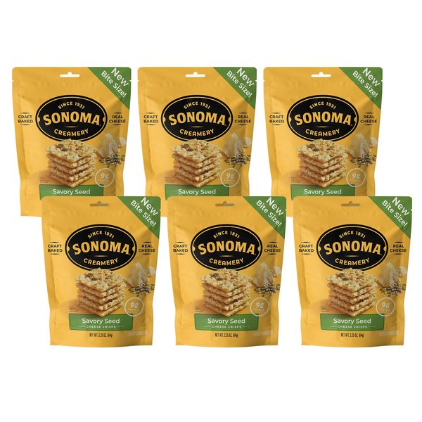 Sonoma Creamery - Cheese Crisps, Savory Seed,2.25 Ounce (Pack of 6) | Savory Snack | High Protein | Low Carb | Gluten Free |Keto-Friendly