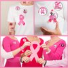 HOWAF 48pcs Breast Cancer Awareness Temporary Tattoos, 15pcs Breast Cancer Awareness Bracelets, 16pcs Breast Cancer Awareness Buttons Badge, Breast Cancer Awareness Party Favors 79pcs