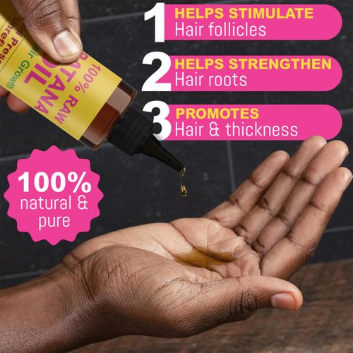 Batana Oil for Hair Growth | 100% Raw and Pure Hair Treatment | Cold Pressed & Chemical-Free for Curly Hair Growth for Men and Women | Tube Jar