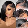 CRYSTALHAIR 14Inch Bob Wig Human Hair Glueless 13x4 HD Lace Frontal Wigs Human Hair Pre Plucked 180% Density Short Straight Lace Front Bob Wigs with Baby Hair for Women Natural Color