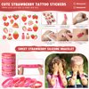 Sayglossy 251 Pcs Strawberry Party Favors Set Includes Gift Bags Pencils Notebook Sharpener Slap Bracelets Rings Keychains Tattoo Stickers Stamper Strawberry Party Favors for Birthday Shower