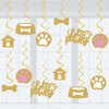 Puppy Dog Party Decoration Let's Pawty Birthday Party Streamers Dog Paw Bday Party Hanging Swrils Decoration 24pcs Party Decor Banner Supplies, Assembled and Ready to Use