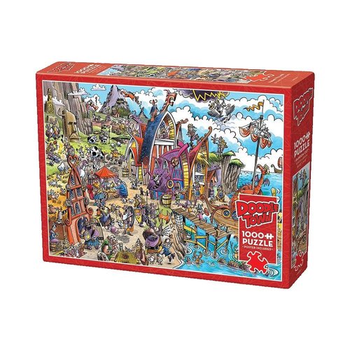 Cobble Hill 1000 Piece Puzzle - DoodleTown: Viking Village - Sample Poster Included