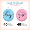 2.25” Gender Reveal Stickers for Party Invitations and Voting Games (80 Count) - Team Boy and Team Girl Labels with Gold Foil for Reveal Parties and Baby Showers | Easy to Peel and Stick (Circle)