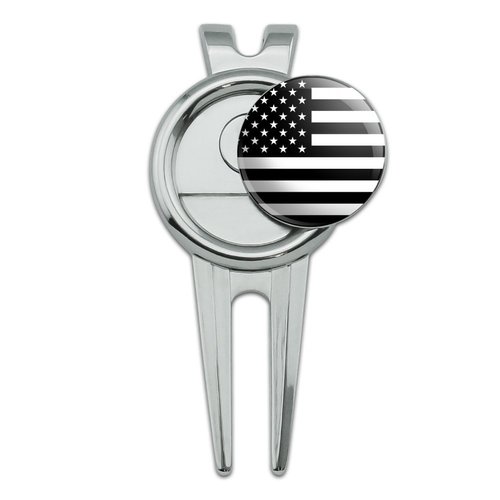 GRAPHICS & MORE Subdued American USA Flag Black White Military Tactical Golf Divot Repair Tool and Ball Marker