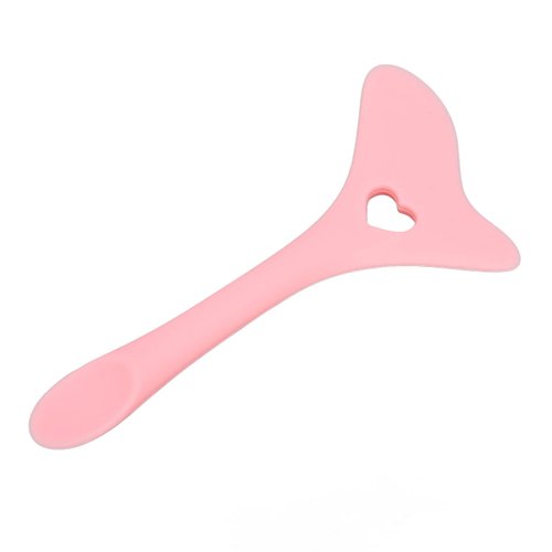 Pwshymi Eyebrow Pencil Stencil, Hollow Out Spoon Heart Shape Silicone Eyeshadow Stencil Aid Curvature Silicone Tool for Drawing Eye Shadow(Pink)