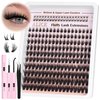 Fluffy Lash Clusters Kit with Bottom Lashes Lash Extensions Kit Wispy Volume Cluster Eyelash Extension Kit CD Curl 6-18mm Individual Lashes Kit Bond and Seal DIY at Home by ALICE