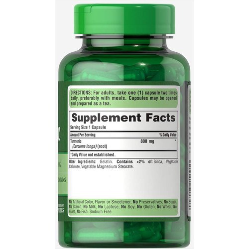 Puritan's Pride Turmeric, Supports Antioxidant Health, 800mg Capsules, 100 Count