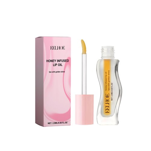 Honey Infused Hydrating Lip Oil -2.5ML/0.08 FL.OZ, Suitable for Dry Lips Nourishing Lipstick, Golden Luster Nourishing Lip Care, High Gloss, Smooth Makeup, Clear Luster (PINK,1PC)