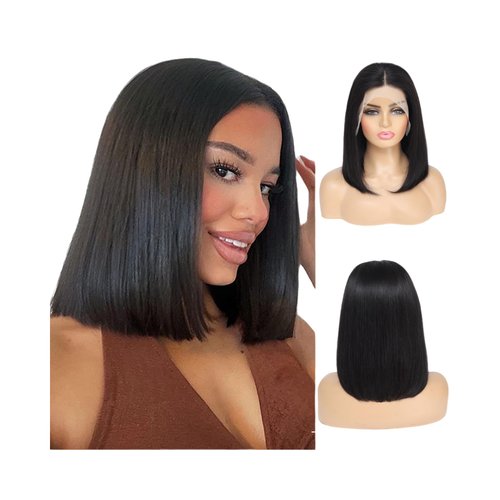Short Bob Wig Human Hair 13x4 Frontal Bob Wigs Human Hair 180% Density Glueless Wigs Human Hair Pre Plucked Short Bob Wigs for Black Women (12 inch, 13x4 bob wig human hair)