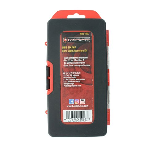 LaserLyte MBS-PAK Universal Laser Bore Sight Accessory Kit with Bubble Level, Daylight Target, Shotgun Adapters, Extra Batteries and Carrying Case Black 8" x 5.5" x 1.75"