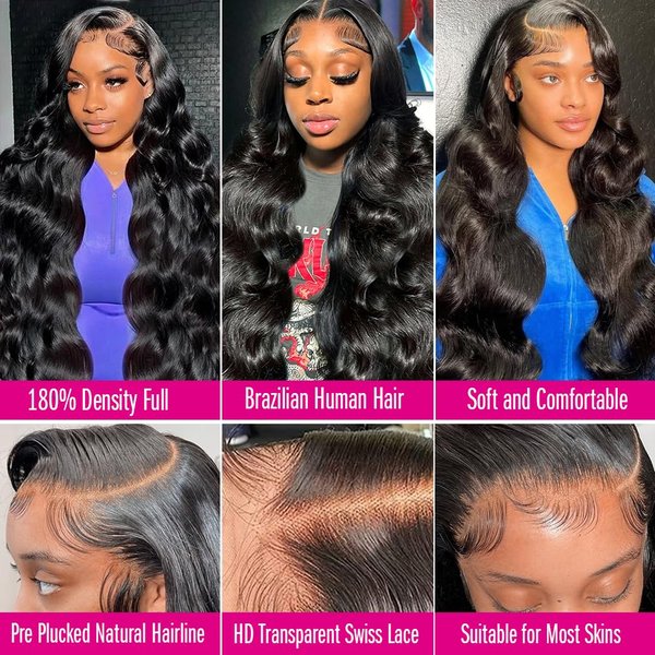 Tiwugi 30 Inch Body Wave Lace Front Wigs Human Hair Pre Plucked 13x4 HD Lace Front Wigs Human Hair 180% Density Body Wave Glueless Frontal Wigs Human Hair for Women