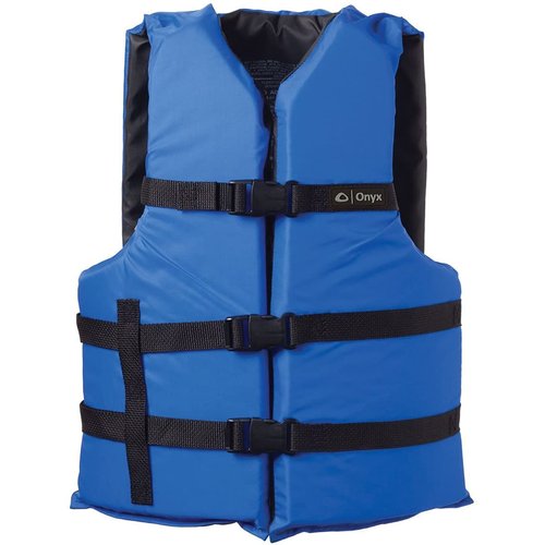 ONYX General Purpose Boating Life Jacket, Adult Oversize Size (40"-60"), Blue