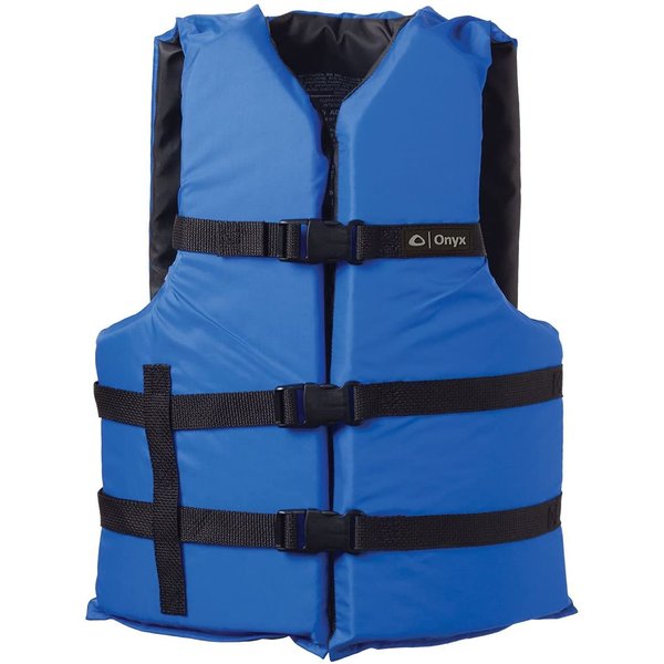 ONYX General Purpose Boating Life Jacket, Adult Oversize Size (40"-60"), Blue