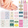 XEAOHESY 196 Pieces 14 Sheets Spring Nail Wraps Flower Nail Polish Strips Stickers Self-Adhesive Flamingo Leaf Nail Strips Gel Nail Stickers for Nails Full Nail Wraps for Women with Nail File