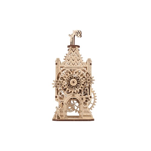 UGEARS Old Clock Tower 3D Wooden Puzzle - Wooden Mechanical Model Kit to Build - DIY Puzzle Clock Toy with Spinning Mechanism - Brain Teaser Building Set for Adults