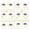 Briyhose Gold Moon Star Temporary Tattoo Sticker For Face Women Metallic, Star Dot Freckle Flash Face Tattoo Adult Girl, Twinkle Glitter Golden Temp Tatoo Carnival Halloween Party Body Makeup, 6-Sheet