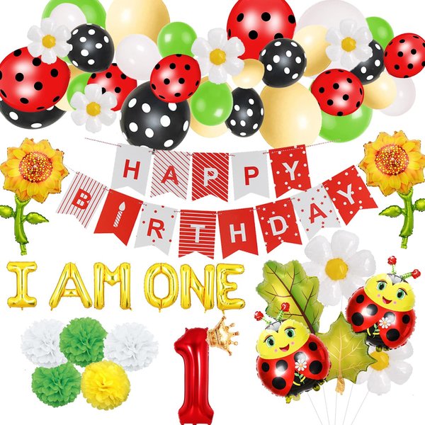 Ladybug 1st First Birthday Party Decorations, Ladybug Themed 1st Love Bug First Birthday, 1st Birthday Decorations Girl Ladybug, Ladybug One Year Birthday Decorations Summer Ladybird Little Bug Insect