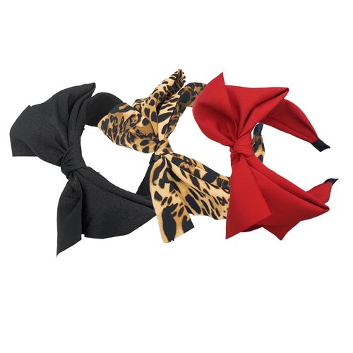vowyore Solid Color Double Layered Bow Knot headband Unique Headhoop Statement Fashion Hairband Hair Accessories Hair Bow for Women and Girls