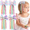 NCMAMA 4PCS Unicorn Hair Bows for Girls Curly Grosgrain Ribbon Hair Bows Clips Girls Hair Accessories for Toddlers Infant Kids Children （Style-A）