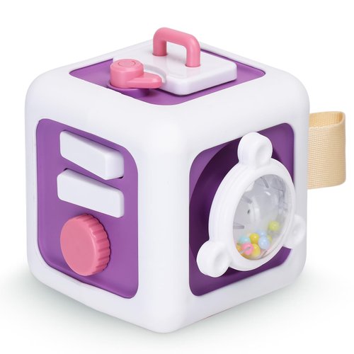 Montessori Busy Cube for Toddlers 1-3 - Travel Toys Educational Learning Toys for Baby Kids, 6 in 1 Sensory Activity Cube for Kids Hands-on Ability Learning Skill Gift for Birthday Halloween Christmas