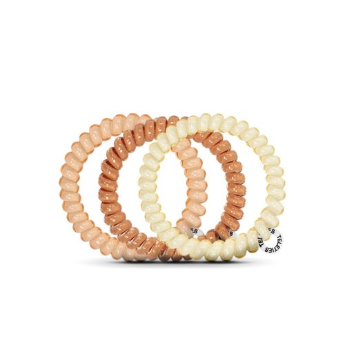 TELETIES - Spiral Hair Coils - Ponytail Holder Hair Ties for Women - Phone Cord Hair Ties - Strong Grip, No Rip, Water Resistant, No Crease Hair Tie Coils - 3 pack (Small, For the Love of Nudes)
