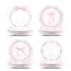 LANGASQUE Bow Party Decorations Tableware, 48Pcs Coquette Birthday Decorations Pink Bow Paper Plates, Bow Theme Tableware Party Supplies for Girl Birthday Baby Shower Bachelorette Bridal