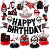LARRAZABAL Rock and Roll Birthday Party Decorations Music Themed Party Decorations Include Happy Birthday Banner Hanging Swirls and Honeycomb Centerpiece Rock and Roll Baby Shower Supplies