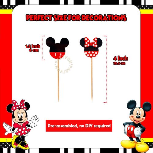 Mickey Minnie Party Supplies Mouse Theme Cupcake Toppers Picks for Baby Shower Kids Birthday Wedding Party Decorations