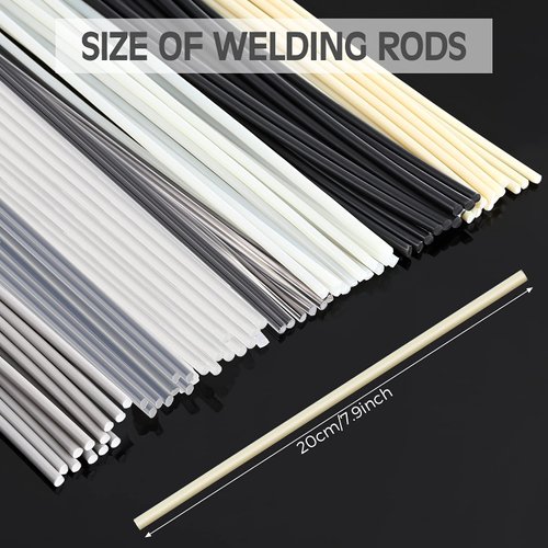Saintrygo 78 Pieces Plastic Welding Rods, PU PP ABS PE TPO PA PC 7 Types of Plastic Welding Repair Rods Strips Common Plastic Welding Rods Kit for Car Bumpers Daily Plastic Repair, 7.9 Inch