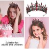 CAVETEE Princess Crown and Birthday Princess Sash,Black and Red Birthday Tiara With Glitter Sash for Princess Party Decorations Happy Birthday Accessories Birthday Crown and Tiara for Women Girls