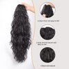 XUENMB Curly Ponytail Extension for Women 21 Inch Long Drawstring Kinky Curly Wigs Daily Black Natual Wavy Clip in Ponytail Hairpieces (black)