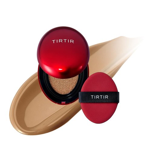 [*Mini Size*] TIRTIR Mask Fit Red Cushion Foundation | Long-Lasting, Lightweight, Buildable Coverage, Semi-Matte Finish, Korean Cushion Foundation (#35N Walnut, 0.15 Fl Oz)