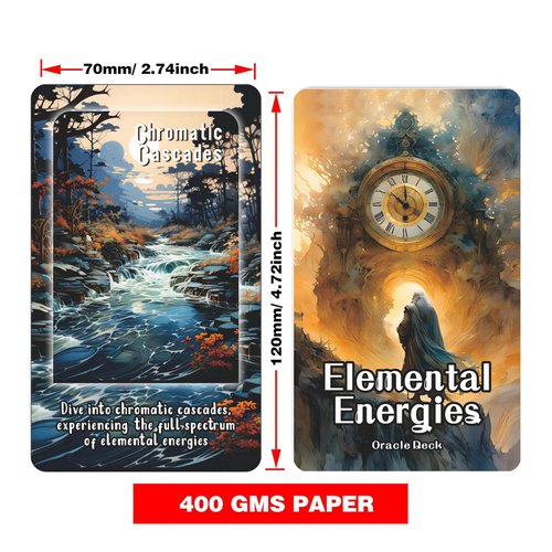 Elemental Energies Oracle Tarot Cards, Oracle Cards and Tarot Cards for Beginners, Oracle Cards Deck, This deck covers the elements of fire, earth, water, and air, Helping to discover, guide, Change