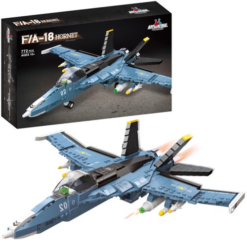 Apostrophe Games F/A-18 Hornet Fighter Jet Building Block Set - 772 Pcs - F-18 Air Force Jet Building Block Plane Toy for Kids Older Than 10 and Adults – Compatible with All Building Bricks