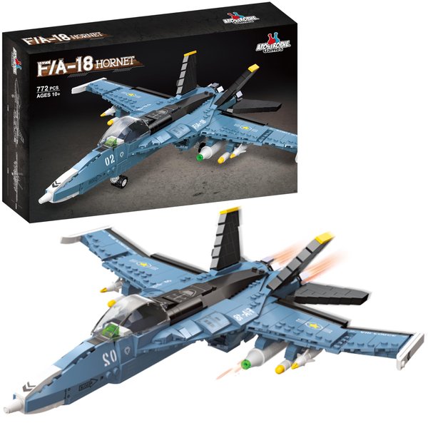 Apostrophe Games F/A-18 Hornet Fighter Jet Building Block Set - 772 Pcs - F-18 Air Force Jet Building Block Plane Toy for Kids Older Than 10 and Adults – Compatible with All Building Bricks