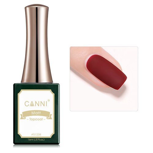 CANNI 16ml Matte Gel Top Coat, No Wipe Matte Top Coat Soak Off LED Nail Lamp Gel Nail Polish Matte Finish and Long Lasting Nail Art Starter Manicure Salon DIY at Home
