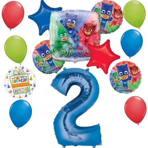 Anagram PJ Masks 2nd Birthday Party Supplies Gekko Owlette Catboy Balloon Bouquet Decorations