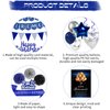 Happy Retirement Party Decorations Blue Retirement Party Decorations for Men Happy Retirement Banner Hanging Swirls Foil Balloon Cake Toppers Retired Sash for Blue and Silver Retirement Decorations