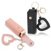 cobee Women's Lipstick Holder Keychain with Mirror, 2Pcs Soft PU Leather Portable Chapstick Holder Lipstick Pouch with Metal Key Ring for Trave Party Gift
