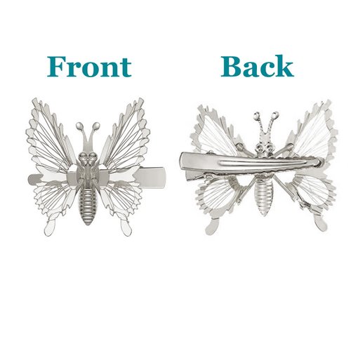 Yzurbu 6pcs 3D Metal Moving Butterfly Hair Clips, Cute Barrettes and Clamps, 90s Nostalgic Hair Accessories for Women and Girls (Silver)