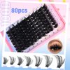Lash Clusters Fluffy Individual Lashes D Curl Cluster Eyelash Extensions 14-25mm DIY Lash Extension Thick False Eyelashes Cluster Matte Black DIY Lashes Extension at Home (280pcs-60P+80P+100P)