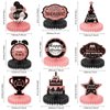 9PCS Retirement Party Decorations Rose Gold Retirement Party Centerpiece Honeycomb Glitter Table Toppers for Happy Retirement Party Supplies for Women