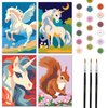 Nariolar 4 Pack Paint by Numbers Kit for Kids Ages 4-6 with 4.7X3.1inch Pre-Printed Cardboard,Acrylic Paint Pots and 3 Painting Brushes，Creative Gifts for Kids（Unicorn and Squirrel
