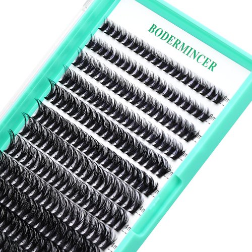 Bodermincer Black/Colored Cluster Lashes 240pcs 20D/40D DIY Eyelash Extension D Curl Long Individual Lashes Mixed Tray Faux Mink Lash Clusters Extensions 8-22mm (40D 8-10-12-14-16mm MIX)