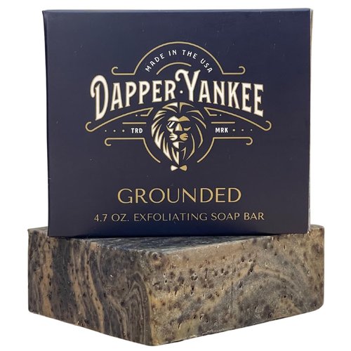 Dapper Yankee Grounded Natural Soap Bar for Men - Medium Grit with Coffee Grounds, Coffee Soap, Caffinated Soap, Man Soap