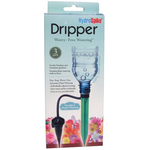 HydroSpike Dripper (3-Pack) Worry-Free Adjustable Drip Flow Watering Kit - Outdoor & Indoor, Irrigation Stakes for Plants Garden Pots & Containers, Uses Bottle, No Hose Devices Waterer System