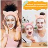 Atoden Cat Ears Spa Headband Wristband Set Animal Skincare Headband Funny Makeup Headband for Washing Face Fluffy Elastic Face Wash Hair Band for Women Girls Cute Trendy Stuff (Pink)